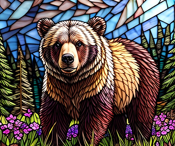 ArtStation - Grizzly Bear Stained Glass | Artworks