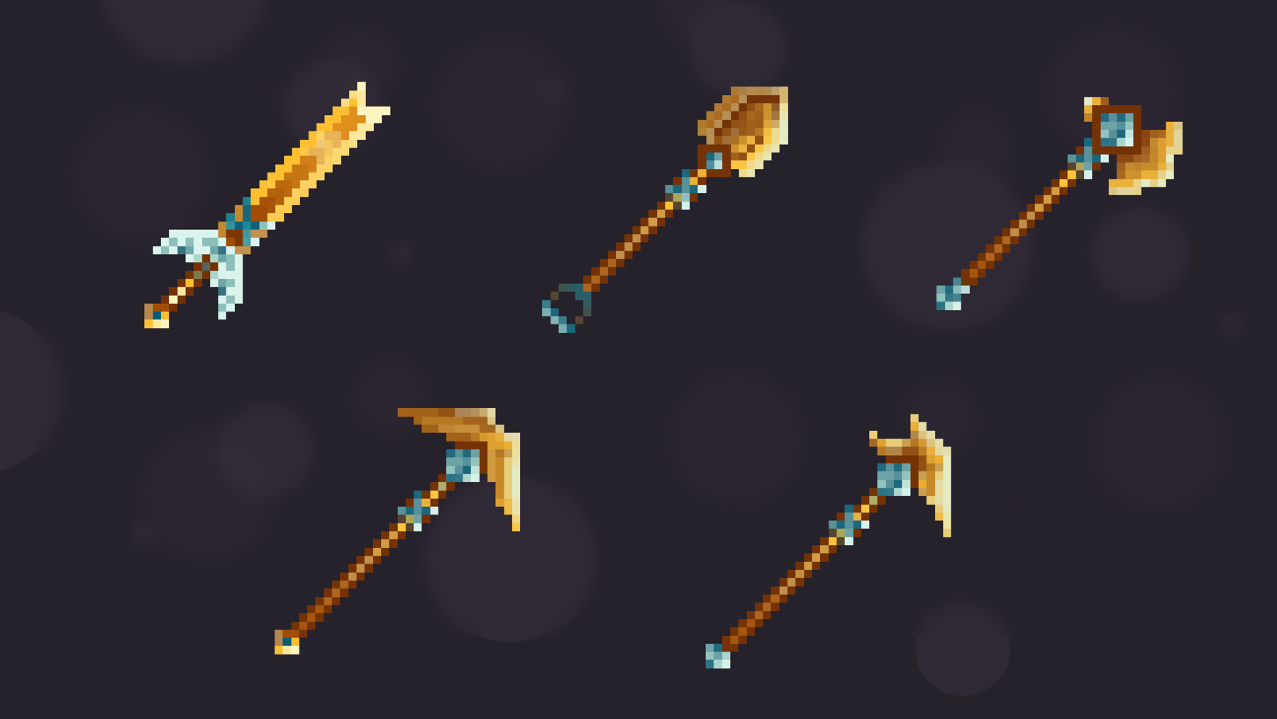 ArtStation - Golden tool set pixel icons | Game Assets