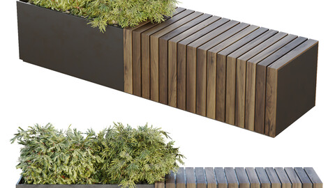 HQ Urban environment set of green plant benches 13