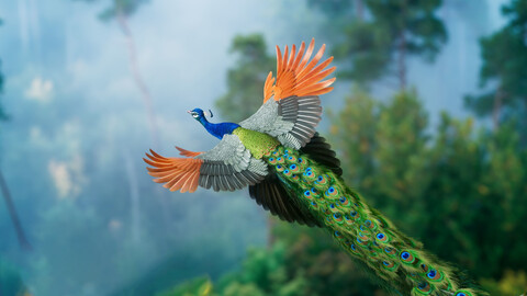 Indian peacock 3D model