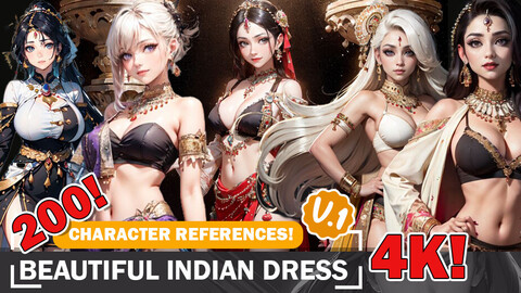 200 Vibrant Indian Dress Beauties: 4K Reference Art Collection V1