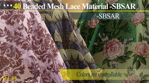 40 Beaded Mesh lace Material -SBSAR