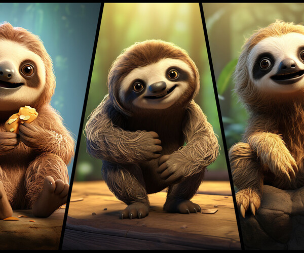 ArtStation - 320 Cartoon Sloths Characters - 4K Reference Image Pack ...