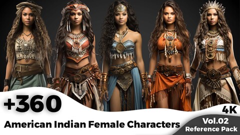 +360 American Indian Female Character Concept (4k)