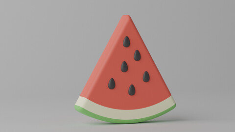 Cartoon Watermelon Slice 3D model