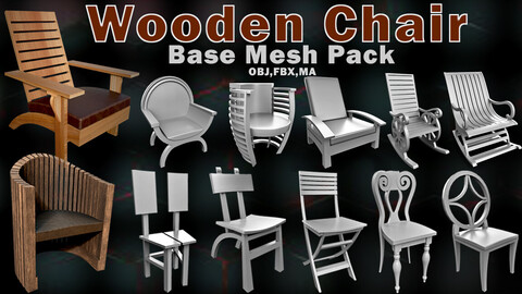 38 Wooden Chair Base Mesh Pack