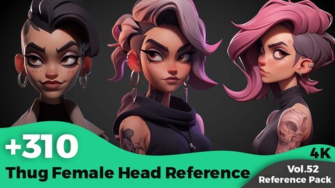 +310 Stylized Thug Female Head Reference(4k)