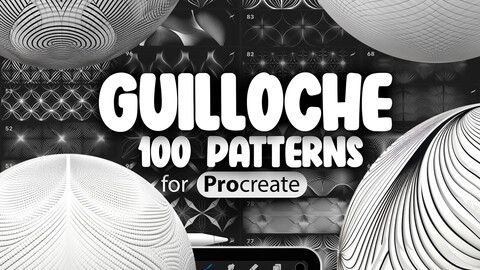 100 Procreate Guilloche Patterns | Guilloche Procreate Seamless Texture Brushes | Intricate Line Art Procreate Brush | Pattern Drawing