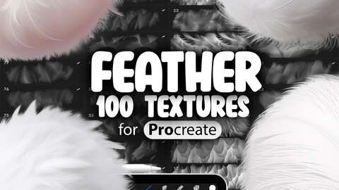 100 Procreate Feather Textures | Bird Feather Procreate Texture Seamless Brushes | Feather Procreate Brush | Procreate Feather Patterns