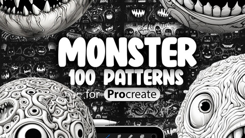 100 Procreate Monster Patterns | Procreate Halloween Brush | Procreate Monster Texture | Procreate Monster Brushes