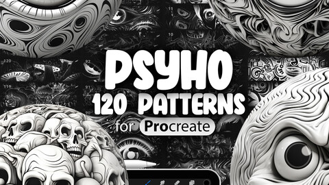 120 Procreate Psyho Patterns | Psychedelic Procreate Brush | Procreate Trippy Geometric Patterns | Fractal Procreate Brushes