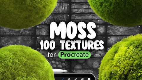 100 Procreate Moss Textures | Forest Moss Procreate Texture Seamless Brushes | Procreate Moss Brushes