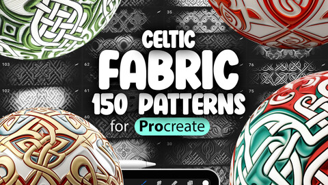 150 Procreate Celtic Patterns | Celtic Knotwork Fabric Procreate Texture Seamless Brushes | Procreate Celtic Cross Motifs Brush