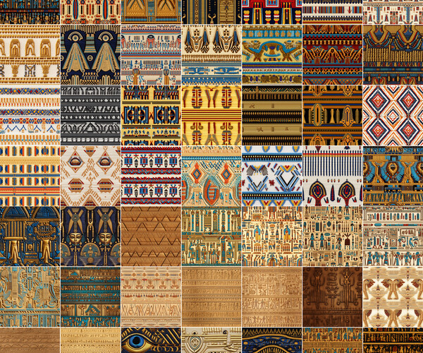 ArtStation - 130 Procreate Egypt Patterns | Ancient Egyptian Embroidery ...