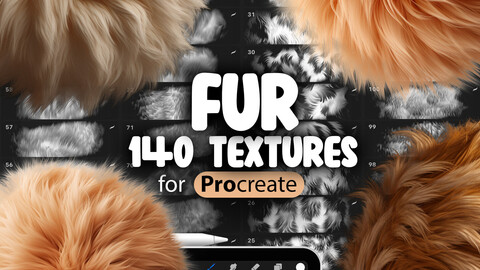 140 Procreate Fur Textures | Short-Haired Fur Procreate Texture Seamless Brushes | Long-Haired Fur Procreate Brush Texture | Woolly Fur