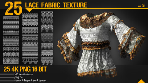 25 lace fabric texture_vol_01 -  trim, texture, PBR