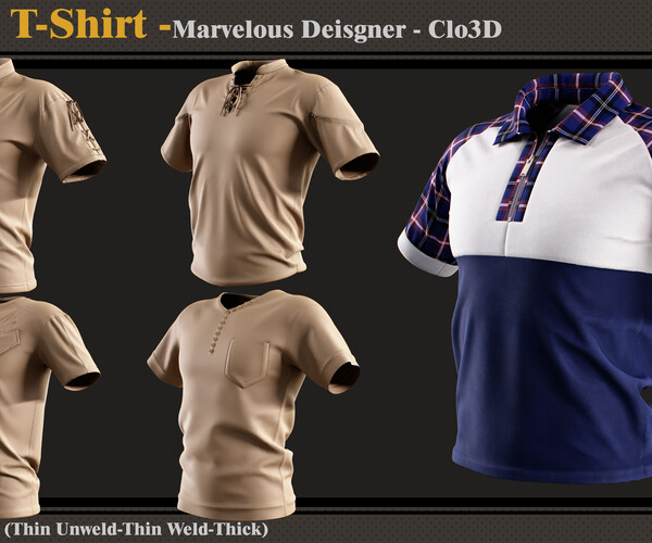 5 Medieval Shirts/Marvelous Designer - Clo3D(ZPRJ + FBX + OBJ)