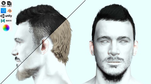 Realistic Male Hair - Faux Hawk Low-poly