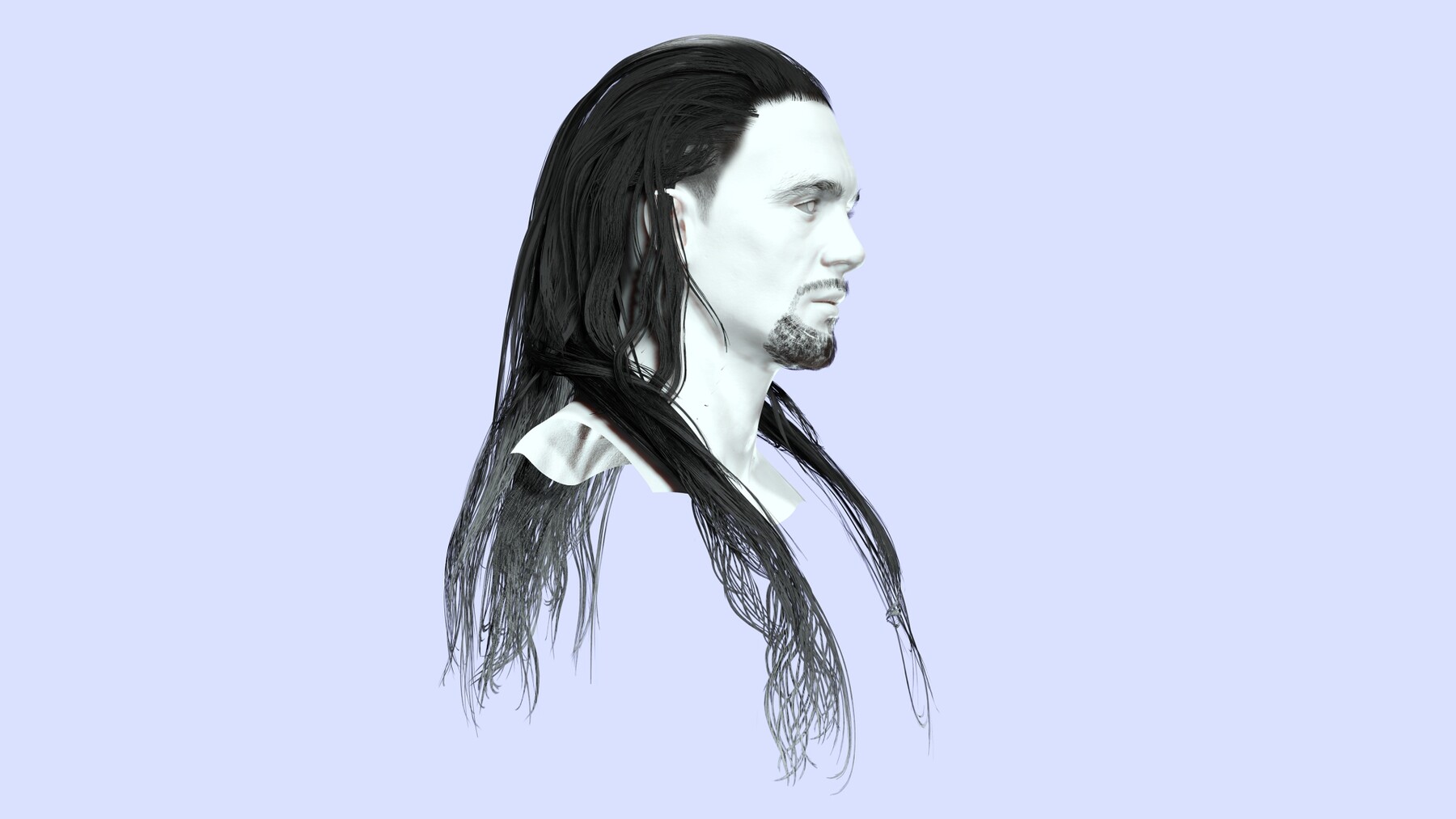 ArtStation - Realistic Long Male Hair Low-poly