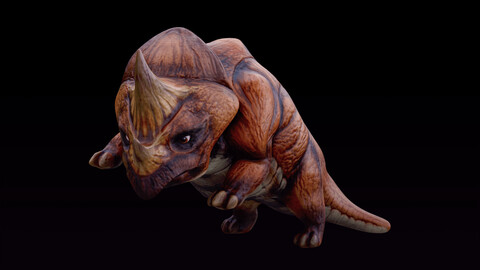 Triceratops cartoon Rigged Monster Ride Low-poly 3D model