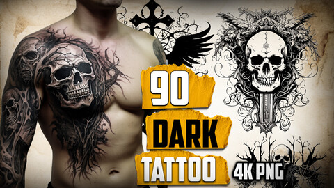 90 Dark Tattoo (PNG Files)-4K- High Quality