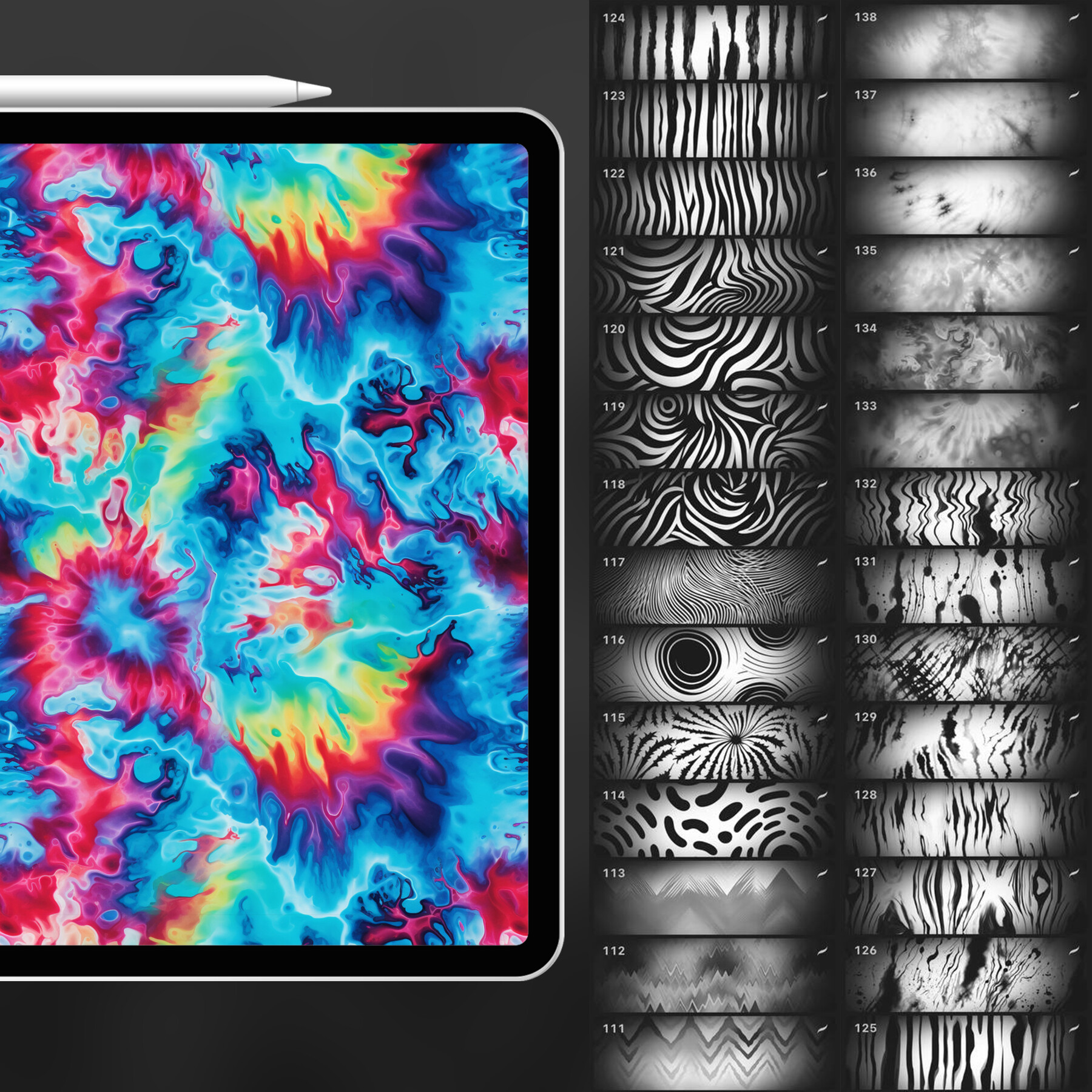 ArtStation - 130 Procreate Tie Dye Textures | Spiral Tie-Dye Procreate