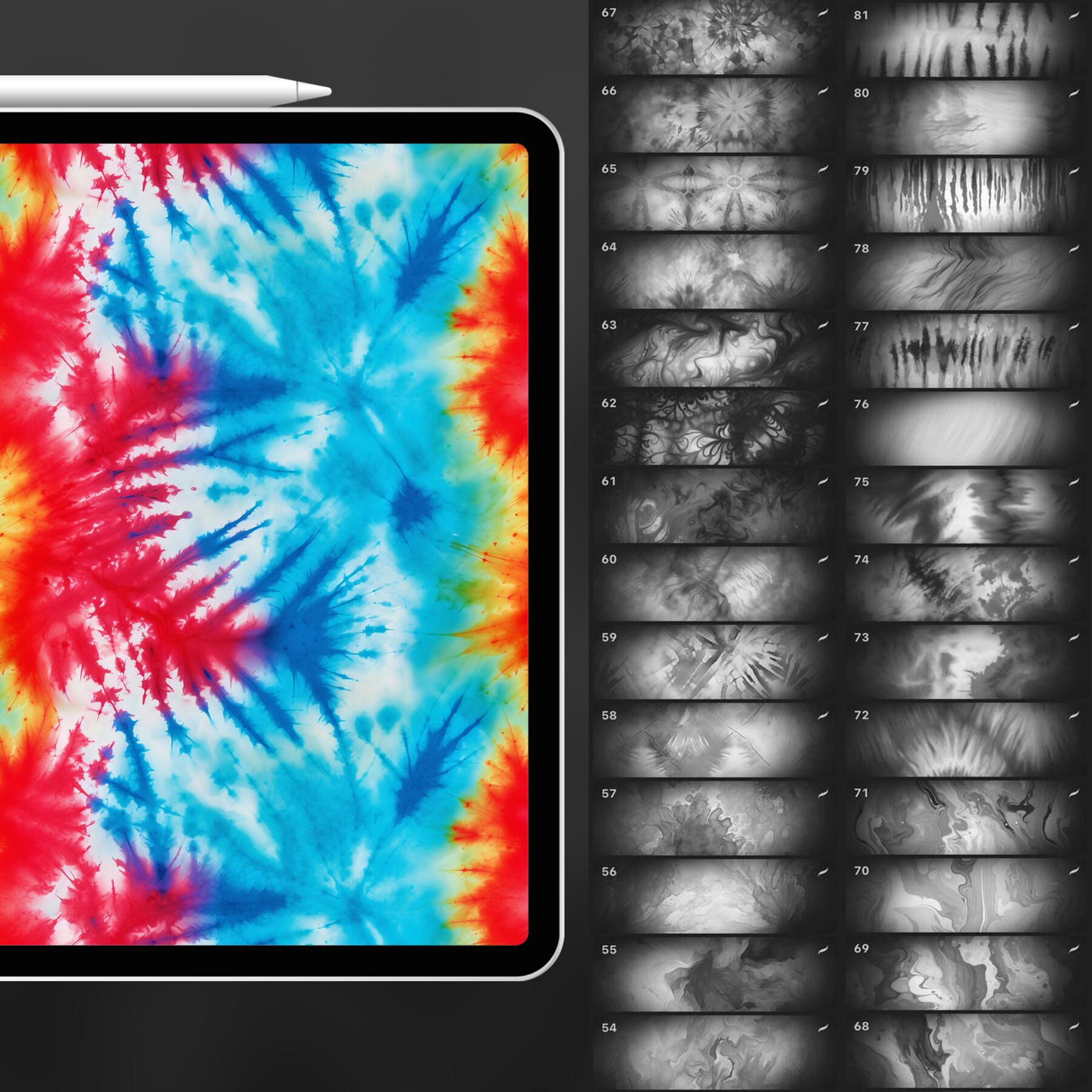 ArtStation - 130 Procreate Tie Dye Textures | Spiral Tie-Dye Procreate