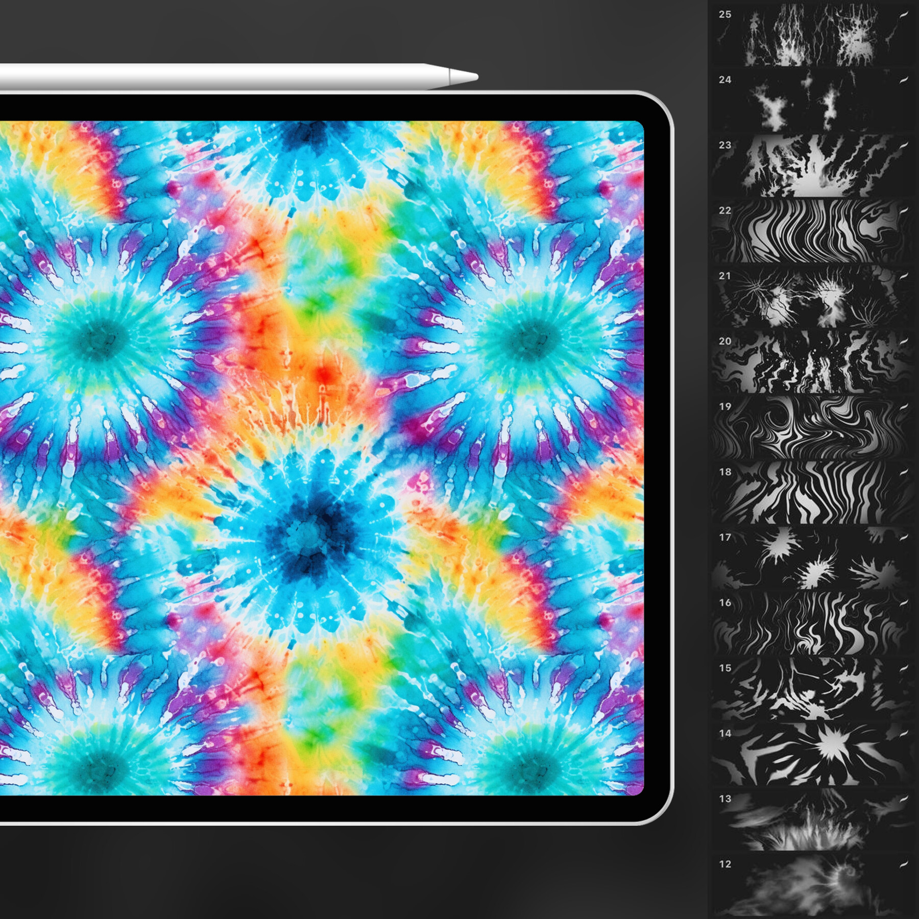 ArtStation - 130 Procreate Tie Dye Textures | Spiral Tie-Dye Procreate