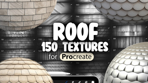 150 Procreate Roof Textures | Tiles Roof Procreate Pattern Seamless Brushes | Procreate Ceramic Roof | Procreate Metal Roof