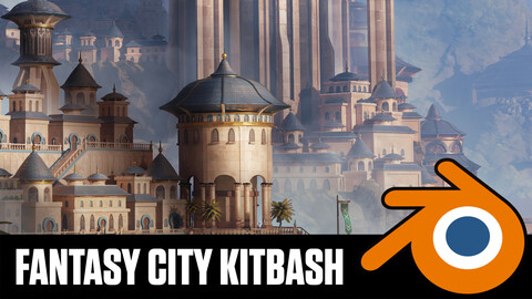 fantasy city port BLENDER kitbash