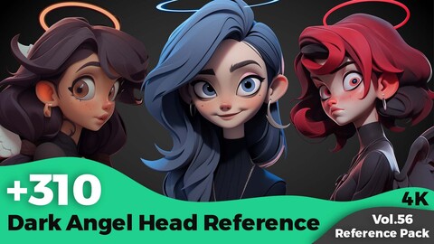 +310 Stylized Dark Angel Head Reference(4k)