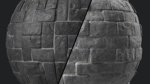 Stone Wall Materials 90- Slat Stone Wall | Sbsar Pbr 4k Seamless