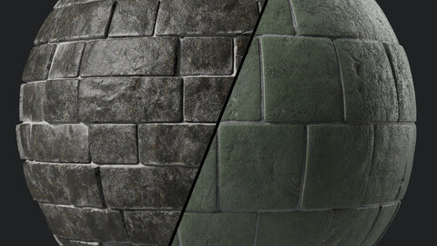 Stone Wall Materials 91- Slat Stone Wall | Sbsar Pbr 4k Seamless