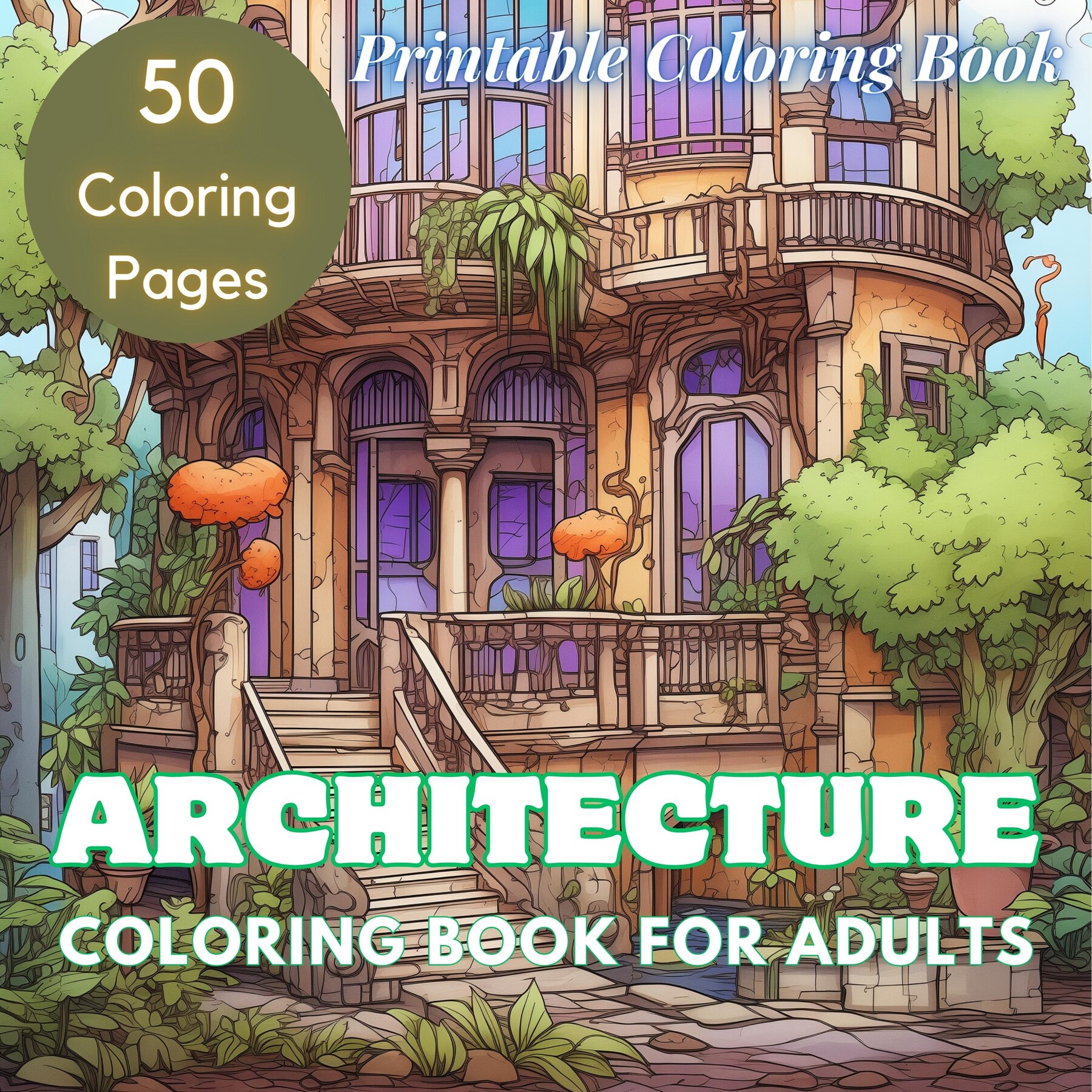 Watercolor Coloring Book - Interior Cozy Home - Coloring Book for  Watercolor - Printed Coloring Book for Adults