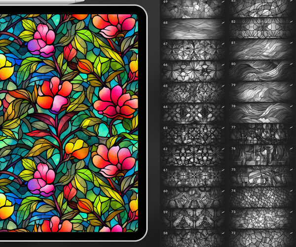 Artstation 140 Procreate Stained Glass Textures Geometric Stained Glass Procreate Texture