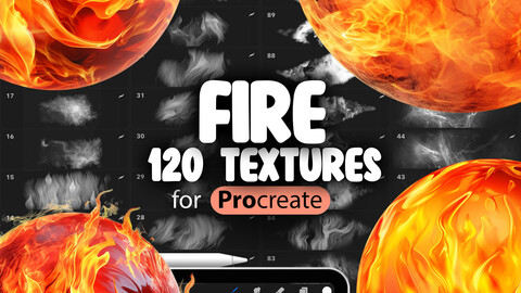 120 Procreate Fire Textures | Realistic Flames Procreate Seamless Brushes | Procreate Fire Brush | Procreate Flames Brush