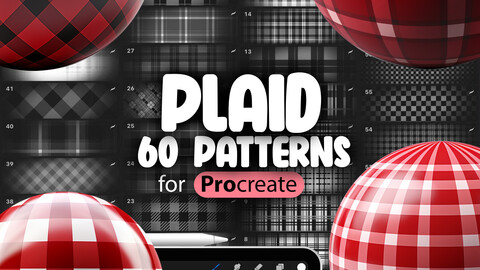 60 Procreate Plaid Textures | Plaid Procreate Texture Seamless Brushes | Plaid Pattern Brushes | Procreate Fabric Textures Brush