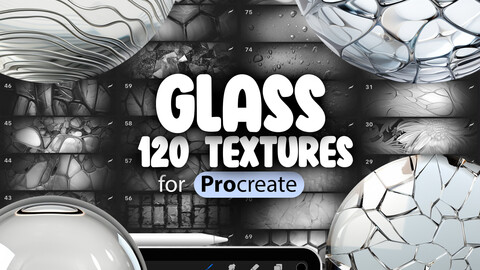 120 Procreate Glass Textures | Cracked Procreate Texture Seamless Brushes | Procreate Etched Glass Texture | Procreate Stained Glass Texture