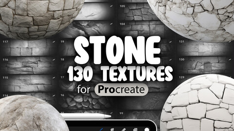 130 Procreate Stone Textures | Stone Procreate Texture Seamless Brushes | Interior Procreate Stone Wall | Exterior Procreate Stone Paving