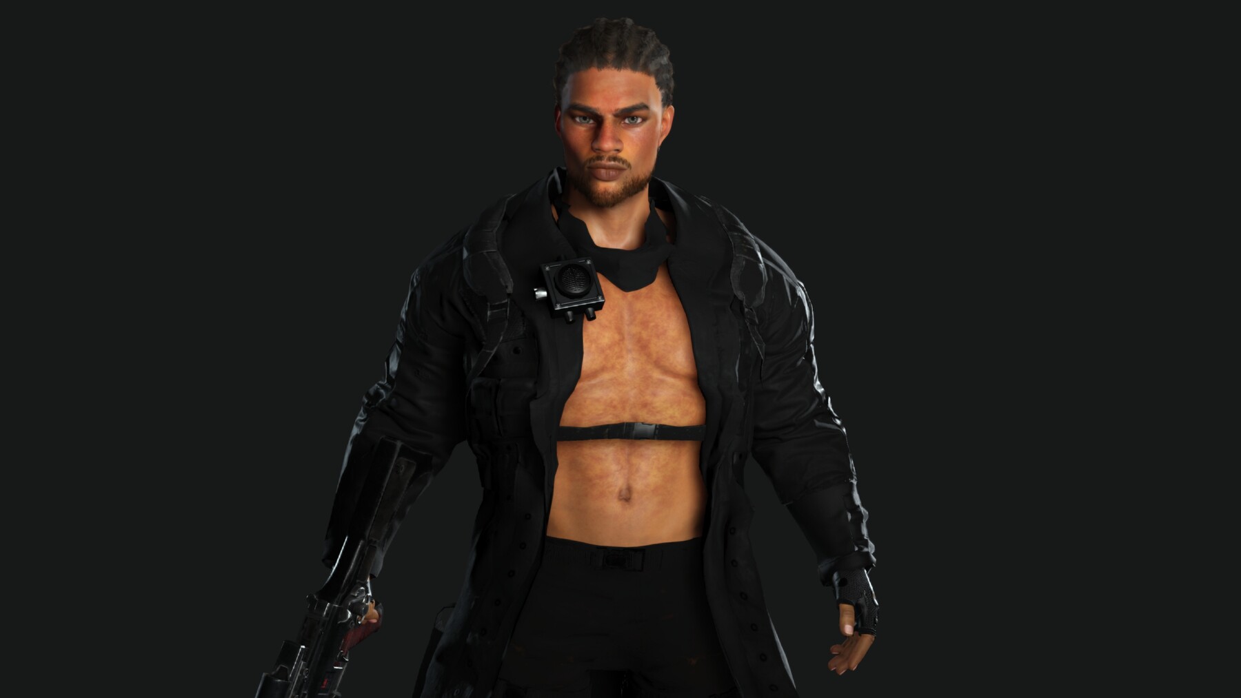 ArtStation - AAA 3D REALISTIC BRAIDED BLACK MAN CHARACTER - GUN SHOOTER ...