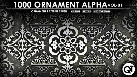 QT Studio - Ornament Alpha VOL 01 - 1000 Ornament Pattern Brush