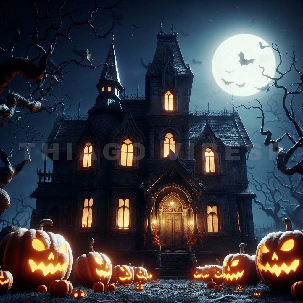 ArtStation - Eerie Elegance: A Halloween Gothic House Backdrop for ...