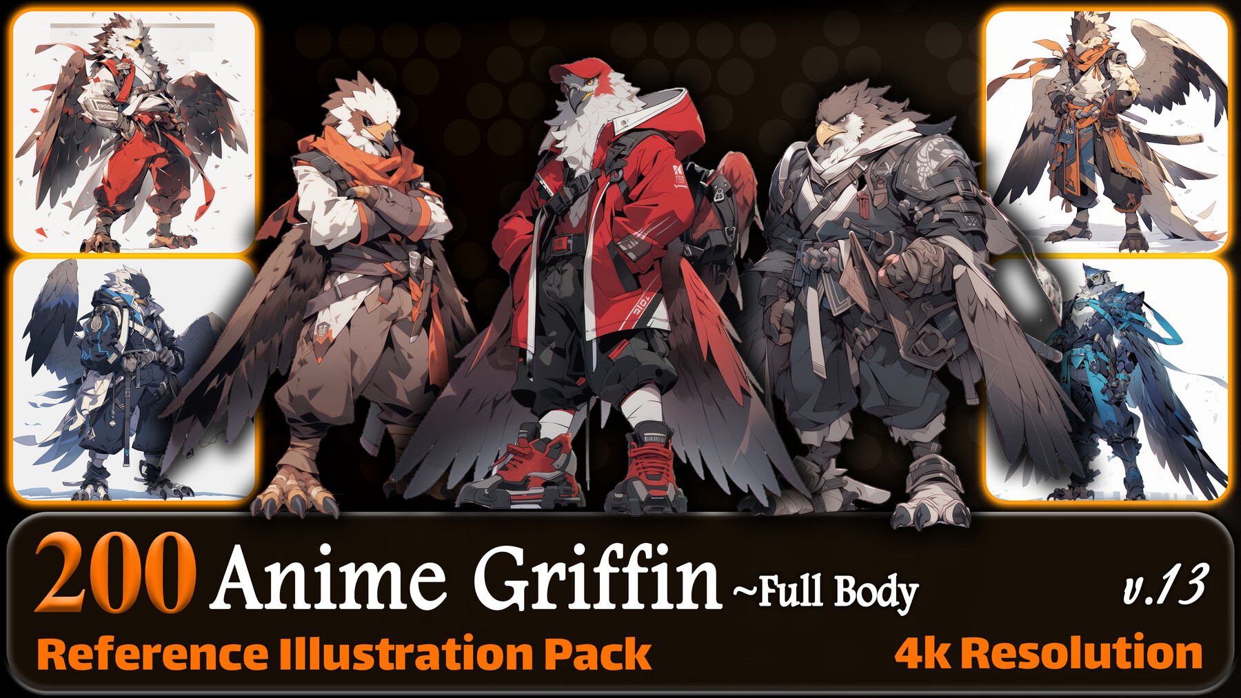 200 Anime Griffin (Full Body) Reference Pack | 4K | v.13