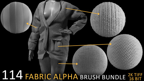 Fabric alpha brush BIG bundle (2k tiff 16bit)