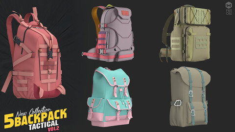 5 models of tactical backpack vol2 / marvelous & clo3d / OBJ / FBX