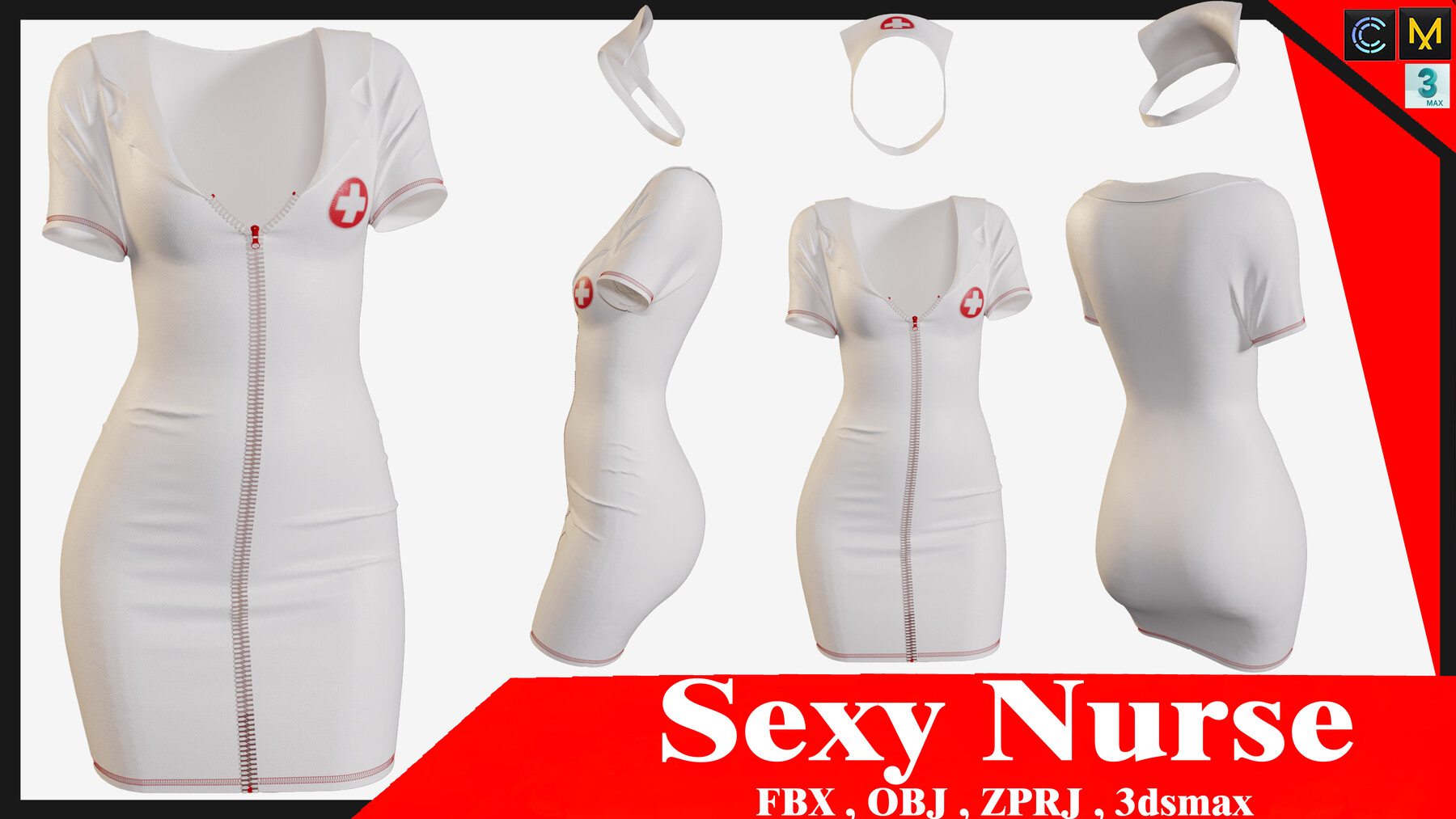 Artstation Sexy Nurse Clothes Game Assets 3641