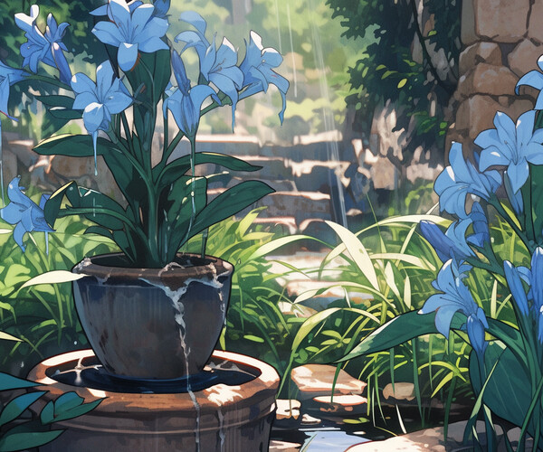 Florest and Garden, Background, Anime Background, Anime Scenery