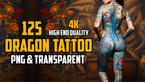 125 Dragon Tattoo (PNG & TRANSPARENT Files)-4K - High Quality
