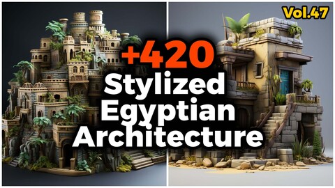 +420 Stylized Egyptian Architecture (4k) | Vol_47