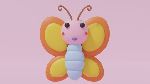 Cartoon Cute Butterfly 1 3D model